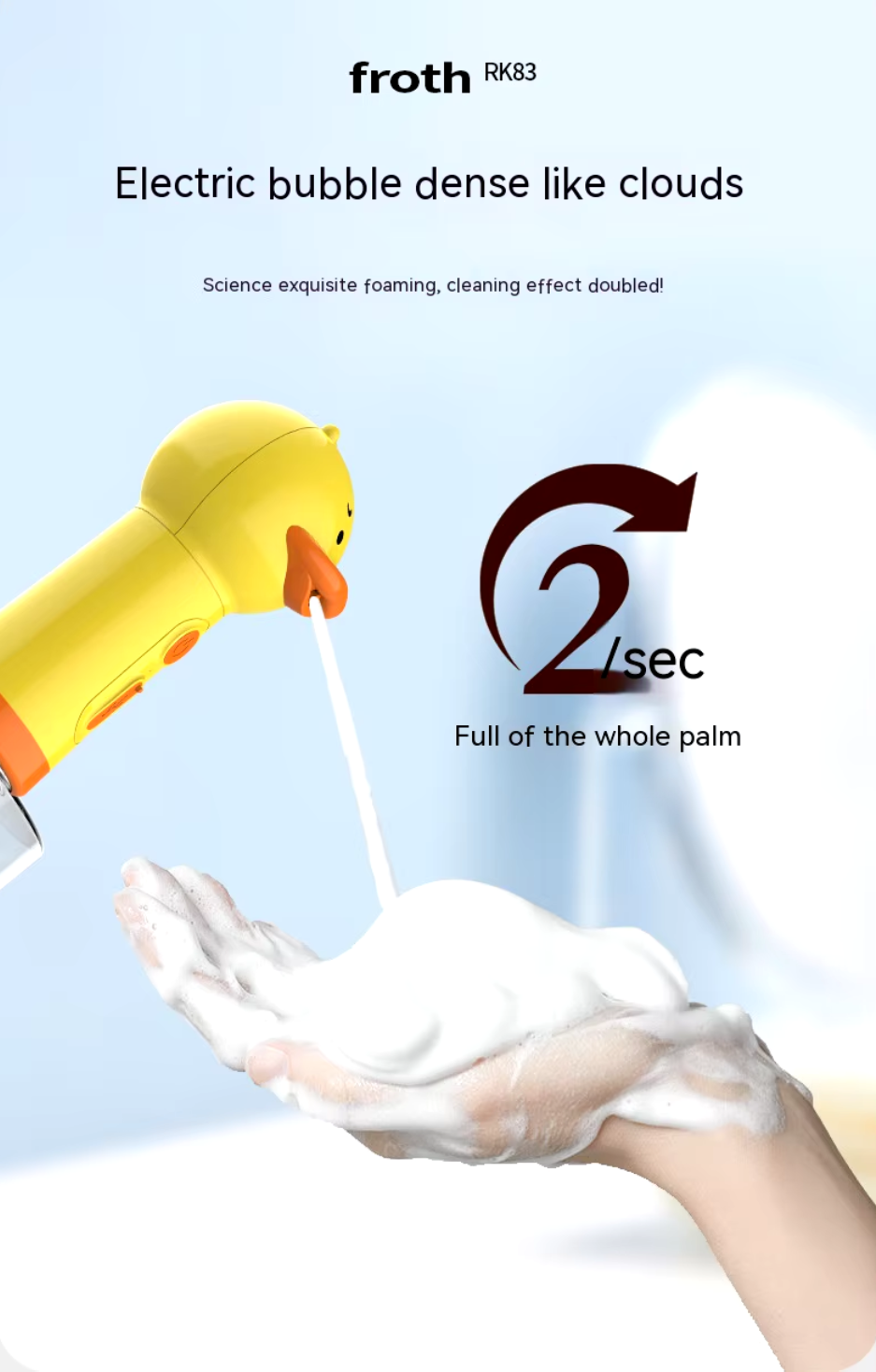 Yellow Duck Electric Foam Machine automatic soap dispenser for easy and fun pet grooming