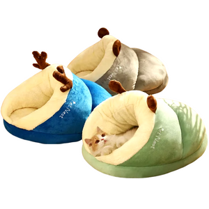 Pet Kennel Cat Dog House – Warm, Washable, Portable Bed for Winter Comfort