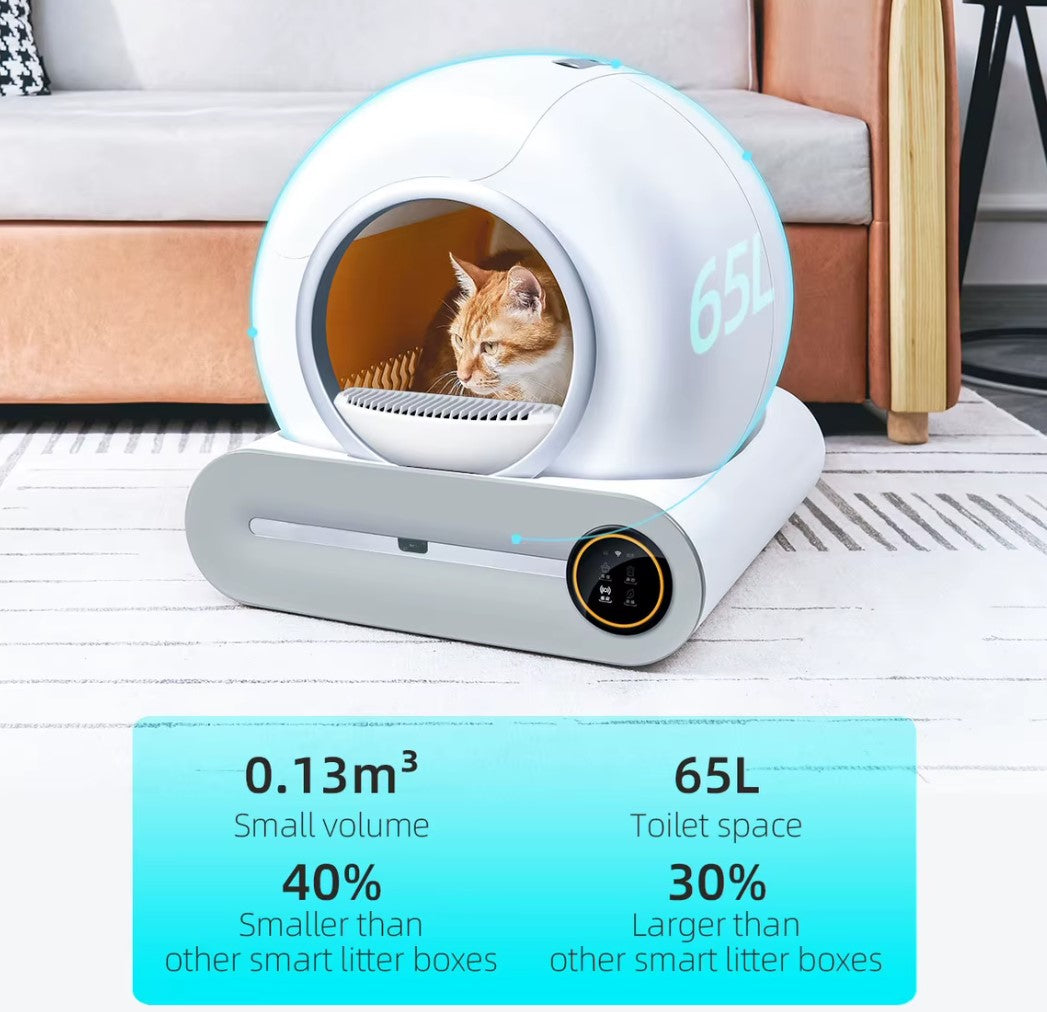 Tonepie 65L automatic self-cleaning cat litter box for multiple cats with app control