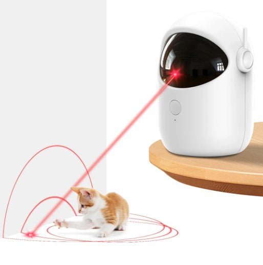 Cat active and engaged with an white Automatic Laser Cat Toy