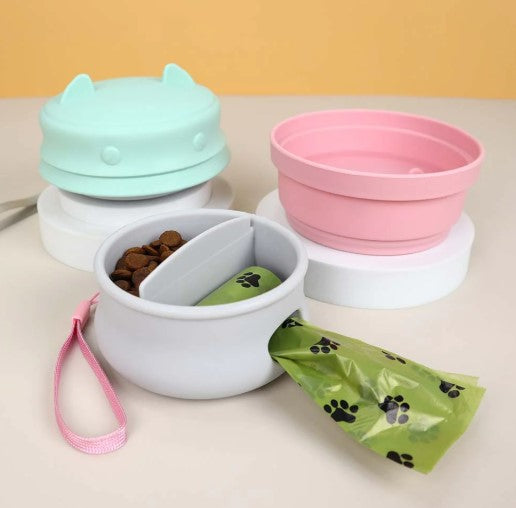 multifunctional cat snack pouch with waste bag holder