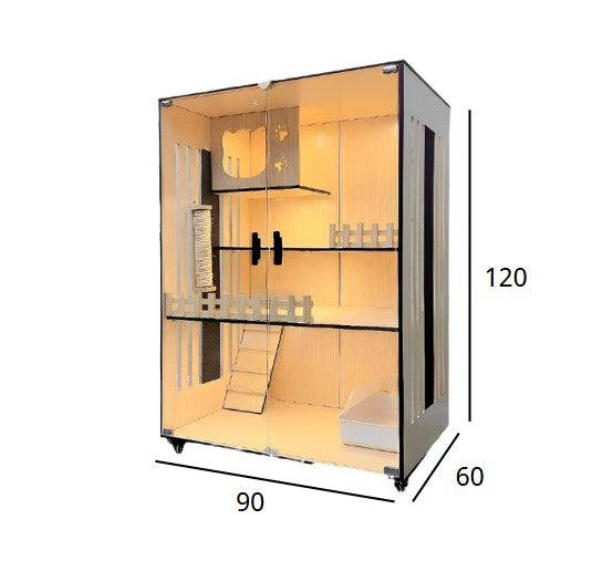 Handcrafted Wooden Cat Villa, Luxury Cat House, Multi-Level Cat Villa for Cats