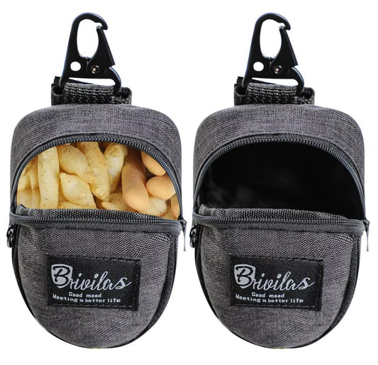 Multifunctional dog training pouch with treat storage and built-in poop bag dispenser, ideal for walking and outdoor training.