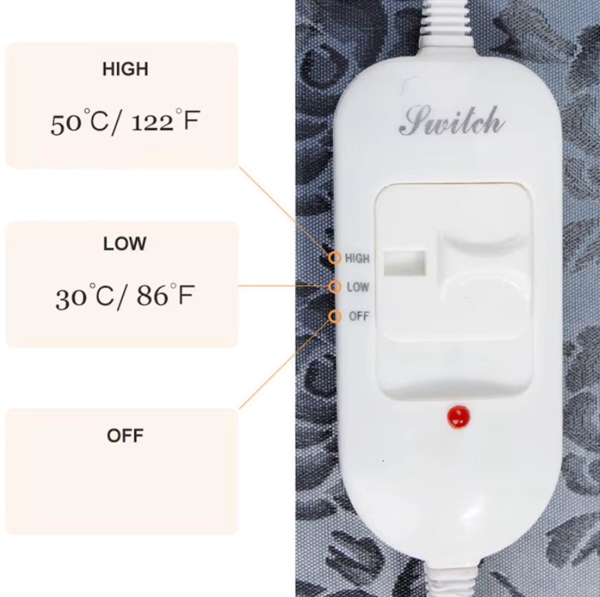 Electric pet heating pad for cats, dogs, and small animals with adjustable temperature and waterproof design