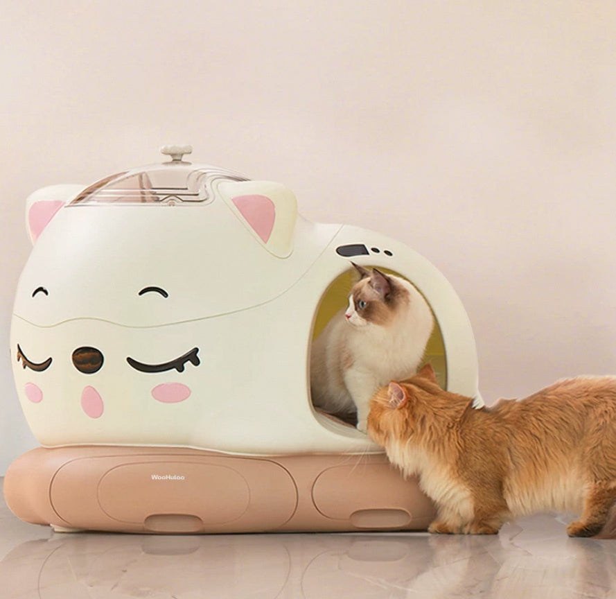 Open-top 10L smart cat litter box with automatic cleaning and odor control