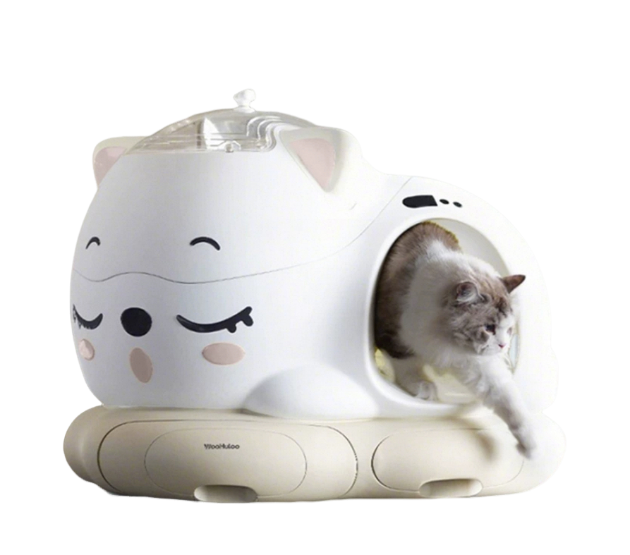 Open-top 10L smart cat litter box with automatic cleaning and odor control