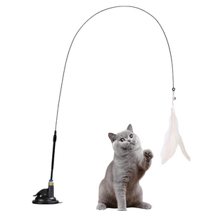 Cat Teaser Wand Toy – Interactive Feather and Bell Play for Active Cats
