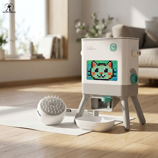 The Smart Lifestyle Founder's Bundle including smart pet feeder and accessories in a cozy indoor setting.