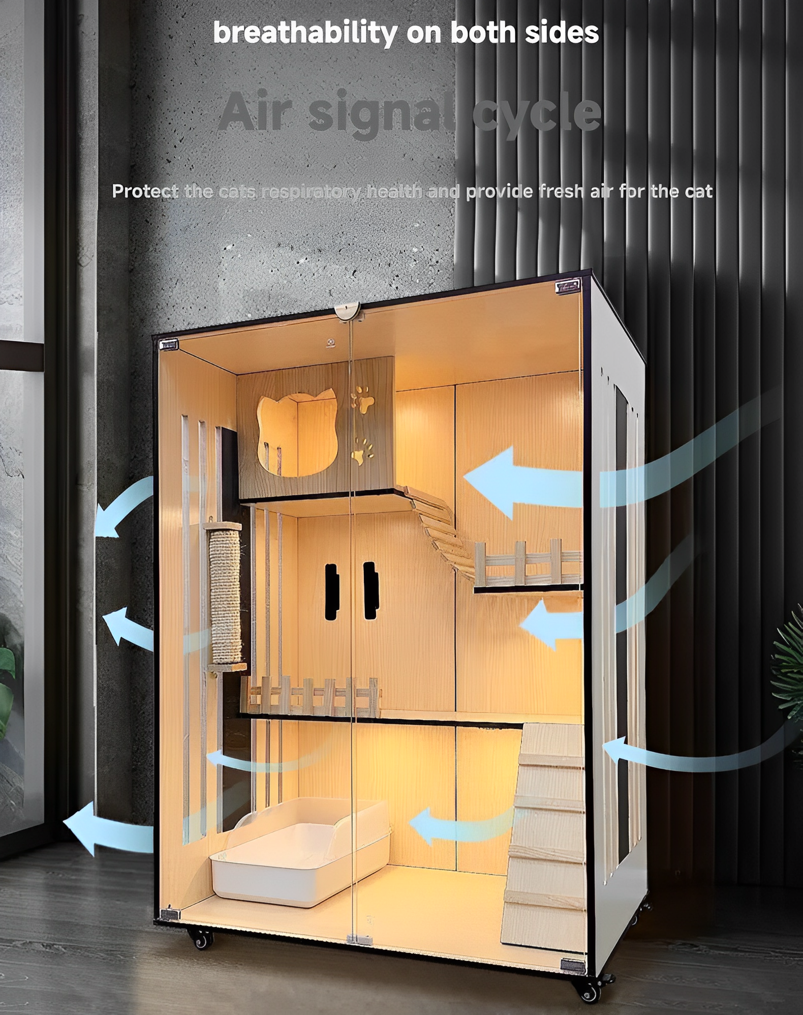 Handcrafted Wooden Cat Villa, Luxury Cat House, Multi-Level Cat Villa for Cats