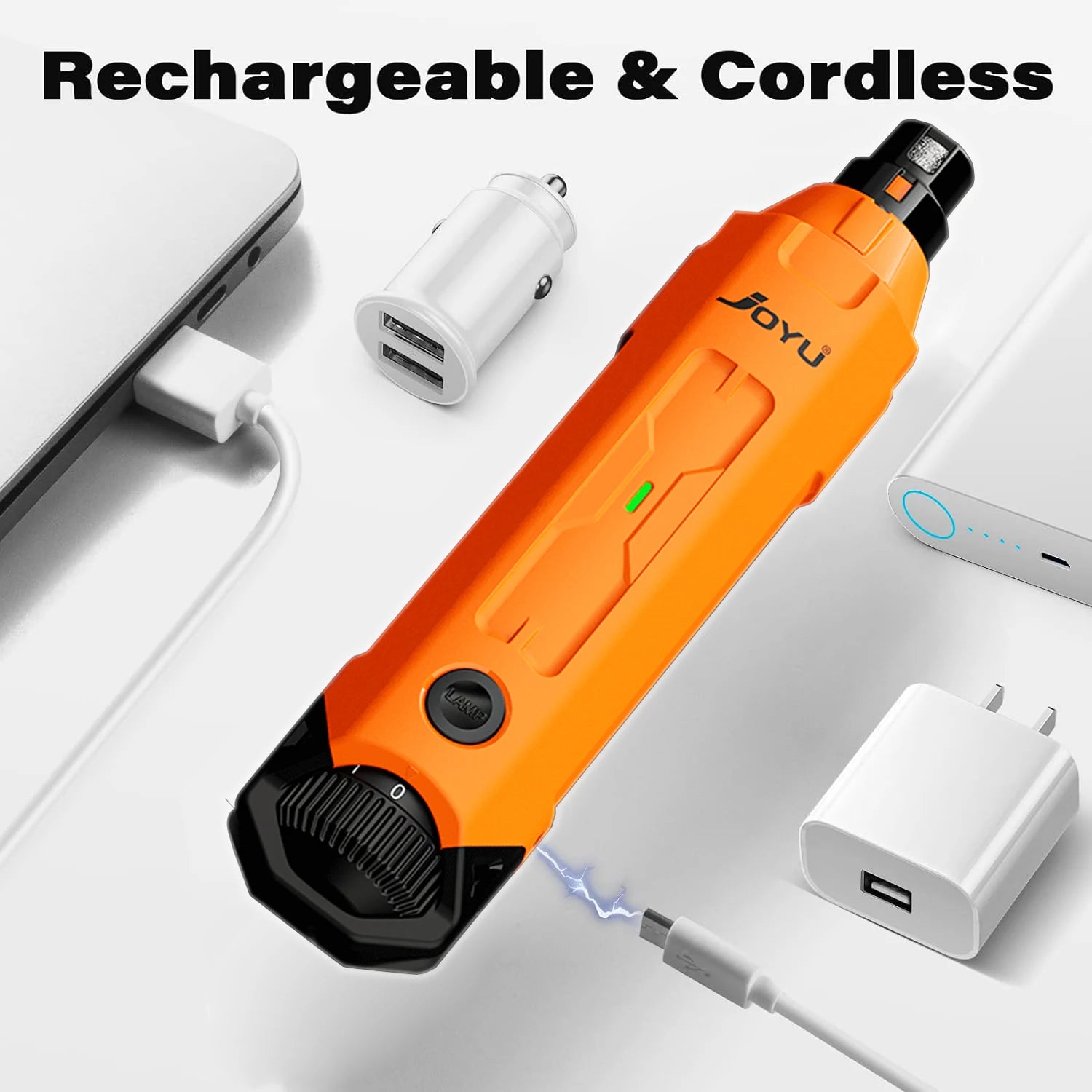 Rechargeable 6-speed dog nail grinder with LED lights and diamond bit for safe pet grooming