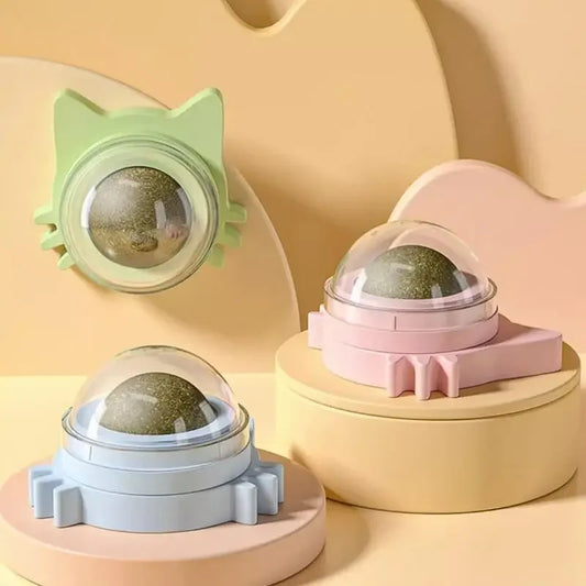 Lickable catnip balls chew toy and snack for cats with dental cleaning effect