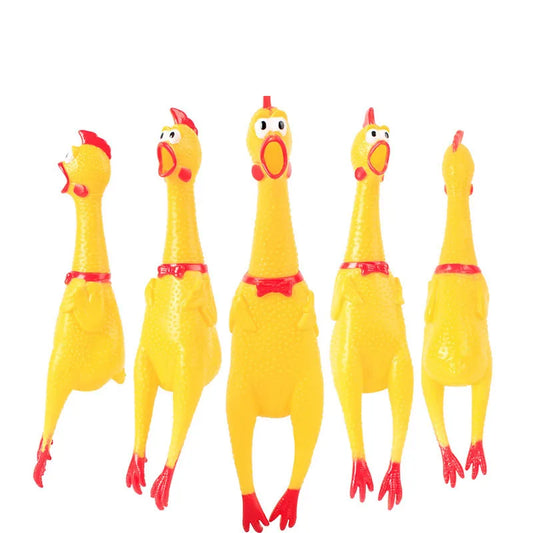 Funny squeaky screaming chicken chew toy for dogs made from durable PVC