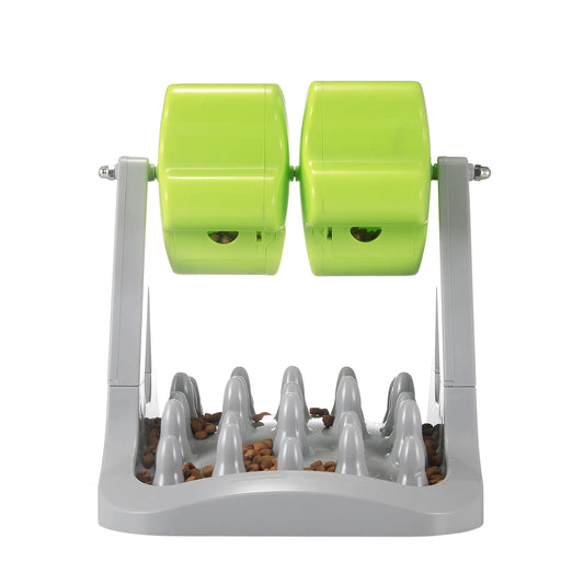 Rotatable slow food feeder and puzzle bowl for cats and dogs
