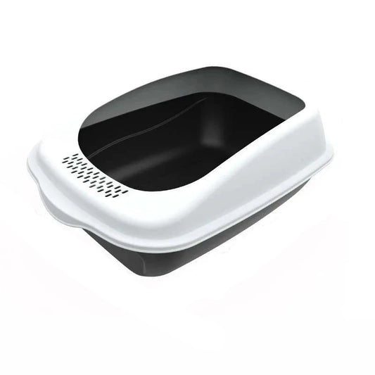 Fully enclosed cat litter box with two-way shovel access for odor control and easy cleaning