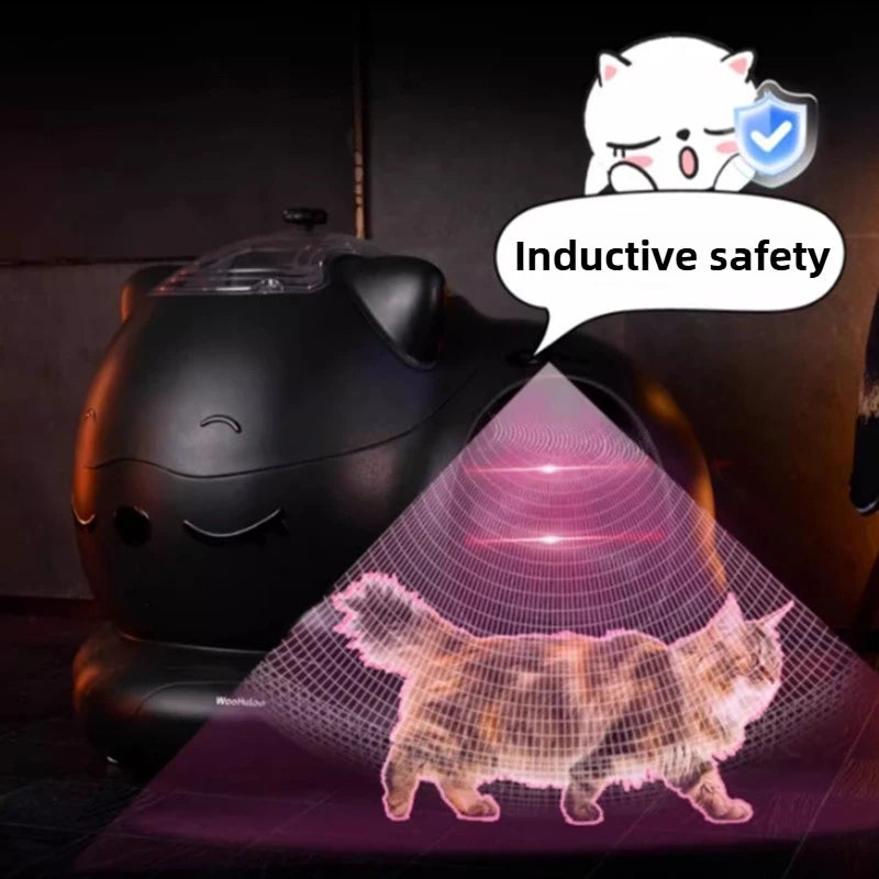 Open-top 10L smart cat litter box with automatic cleaning and odor control