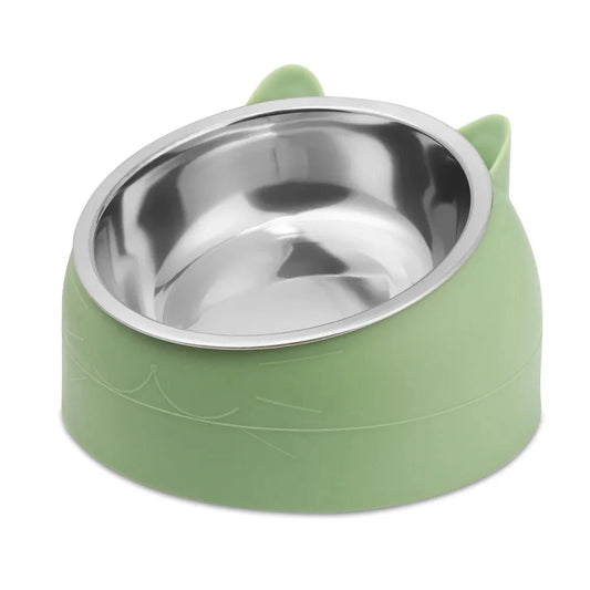 Elevated stainless steel pet bowl for dogs and cats with anti-slip base