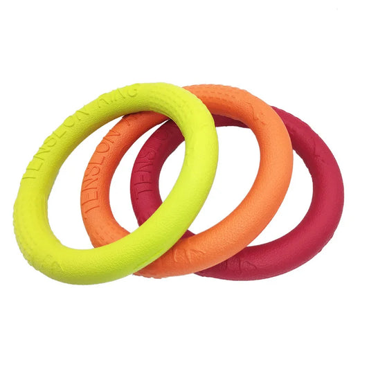 Durable EVA foam dog training pull ring for small dogs used as chew toy and flying disk