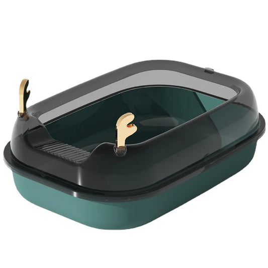 Semi-enclosed cat litter box with antler design, high border anti-splash, and privacy for cats