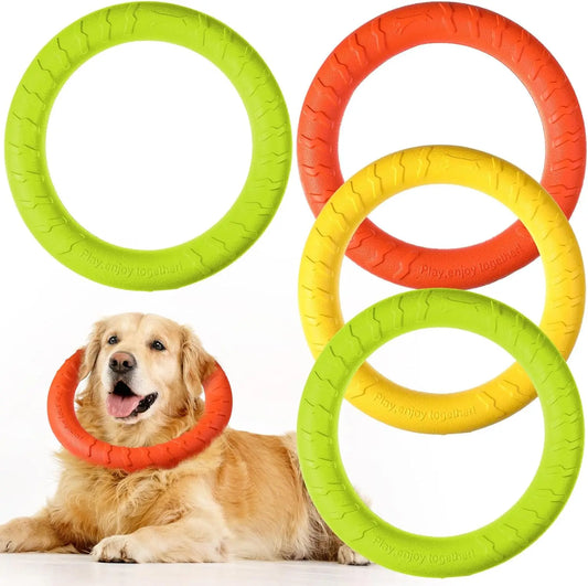 Durable EVA flying saucer chew ring for dogs that floats and promotes active outdoor play