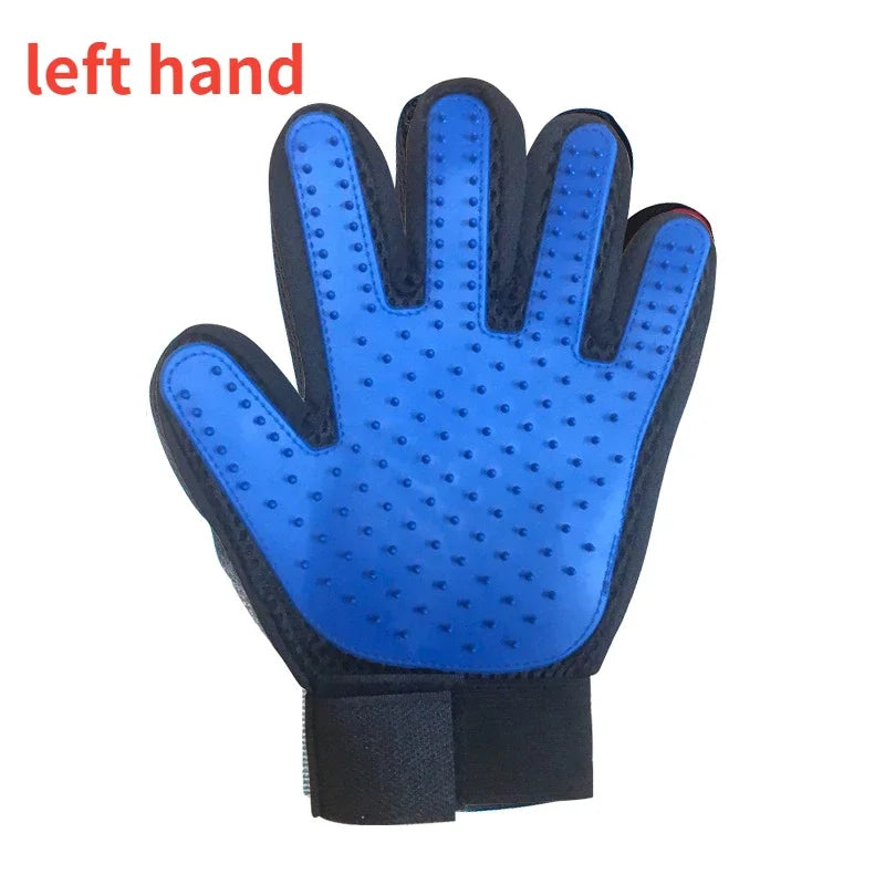 Pet grooming massage glove with soft silicone tips for cats and dogs