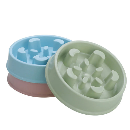 Pet Slow Food Bowl with raised obstacles to promote slower and safer eating for cats and dogs