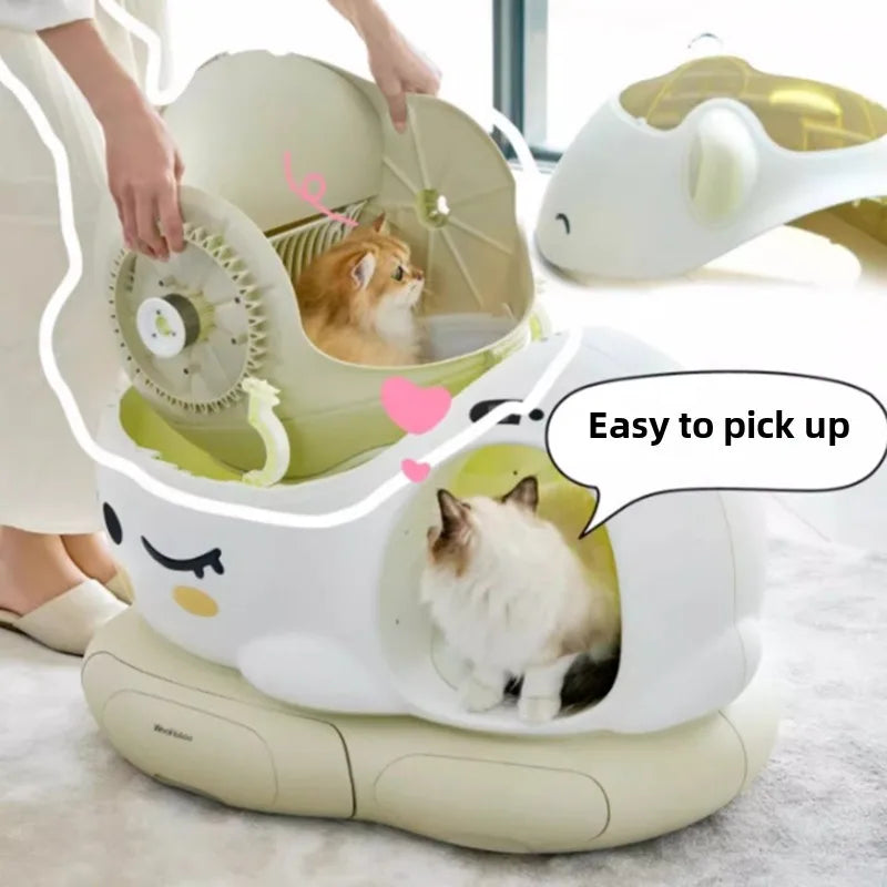 Open-top 10L smart cat litter box with automatic cleaning and odor control