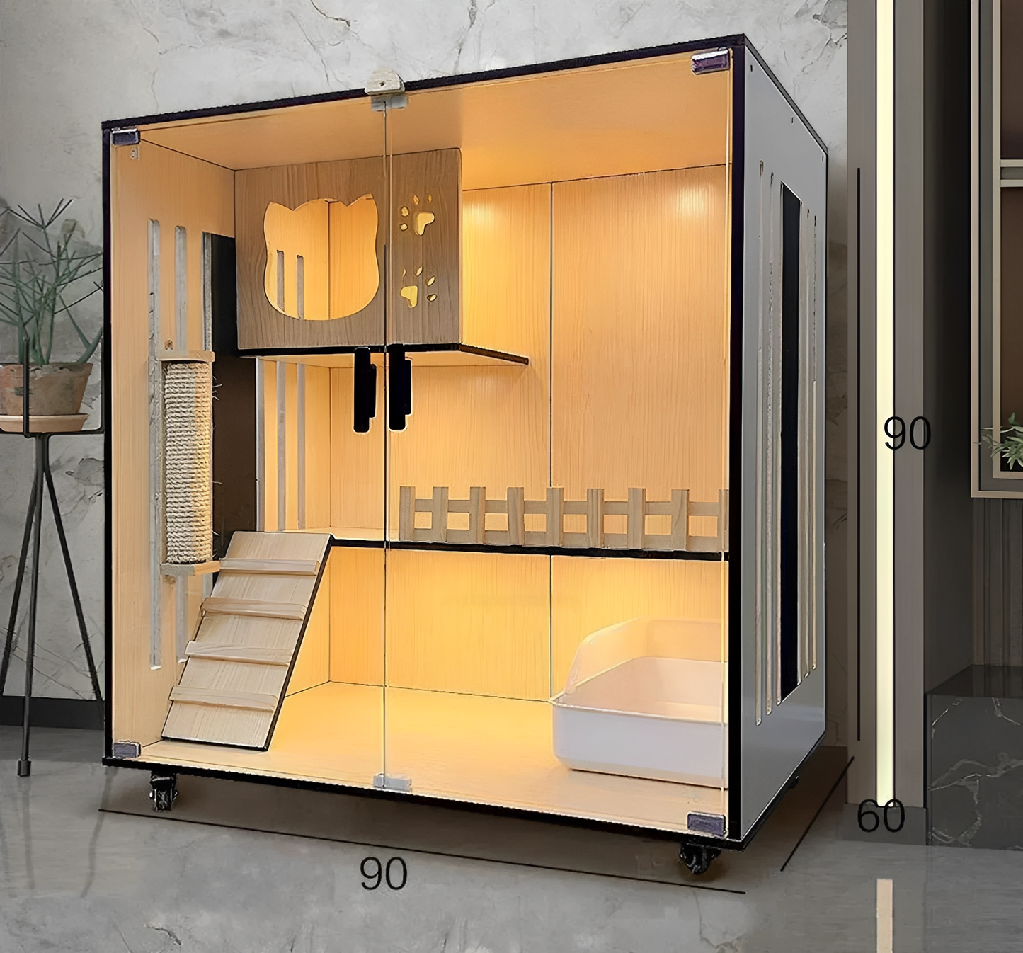 Handcrafted Wooden Cat Villa, Luxury Cat House, Multi-Level Cat Villa for Cats