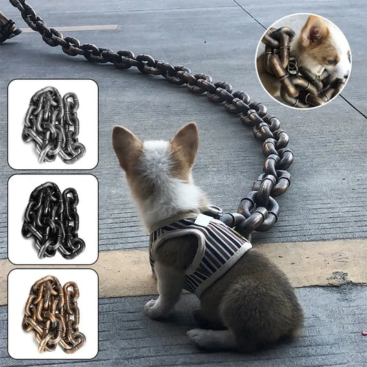 Dog wearing 1.5m Halloween plastic chain leash costume accessory