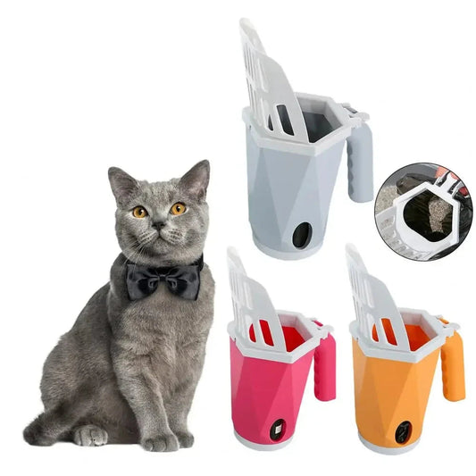 Cat litter scoop with built-in trash can for quick and hygienic waste disposal