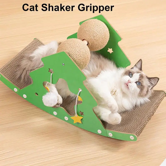 Christmas tree cat scratching board with sisal surface and cozy bed area