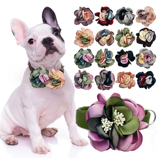 50PCS floral dog bow tie set for fashionable pet