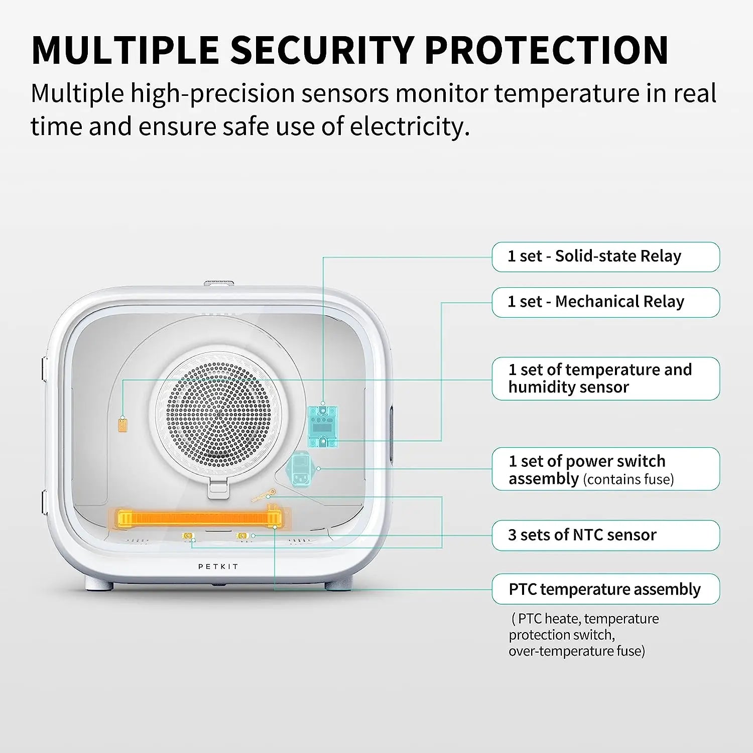 Automatic pet drying box for cats and small dogs with temperature and air settings for stress-free grooming