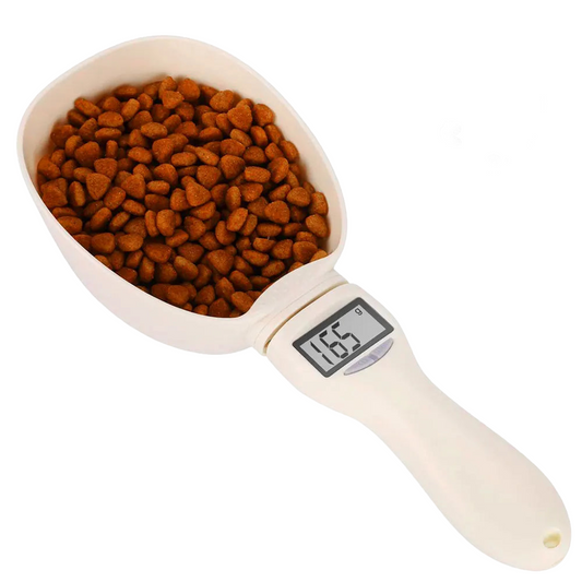 Digital pet food scoop with scale for accurate dog and cat feeding