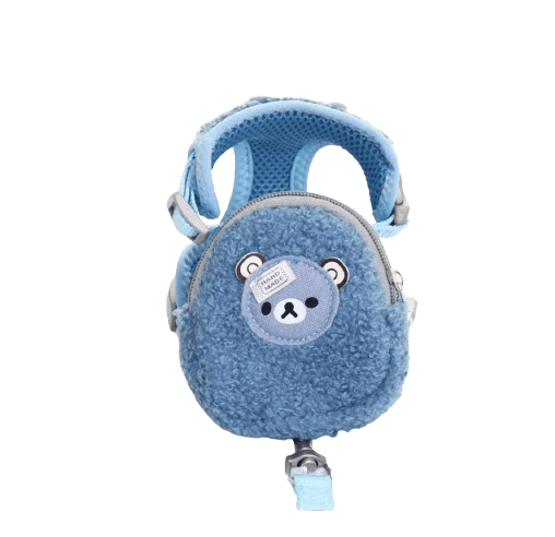 The Pet Paradise | Wam Dog Backpack Harness with Leash Set Warm Lamb Wool Cartoon Bear Pet Puppy Harness for Small Animal Carrier Lead Products