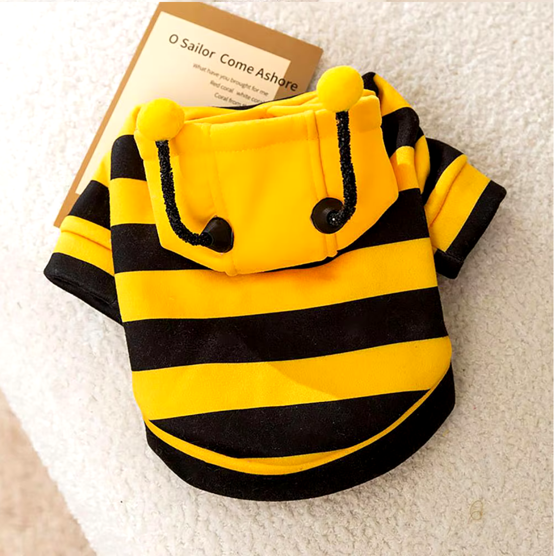 Dog Bee Costume - Soft hoodie for pets, perfect for Halloween and Christmas celebrations.