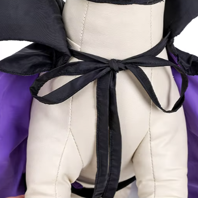 Maleficent-inspired Halloween cape and hat set for dogs and cats, perfect for spooky celebrations.