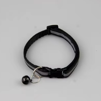 Reflective cat and dog collar with adjustable fit and bell for nighttime safety
