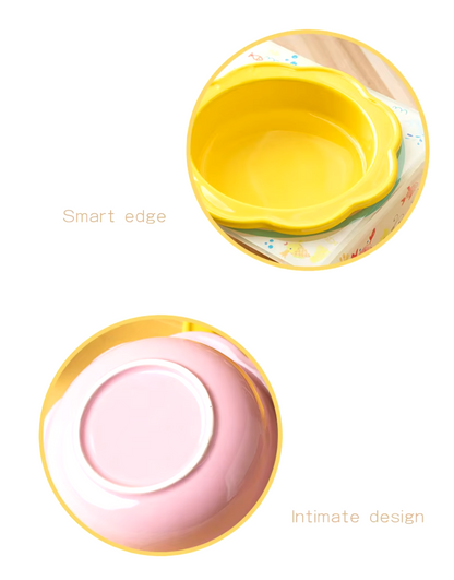 Flower-shaped ceramic pet bowl with clear acrylic stand for cats and dogs.