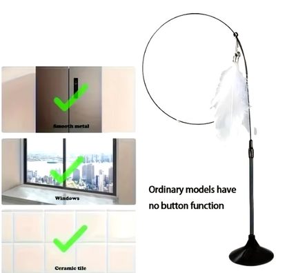 Interactive cat teaser wand toy with feather and bell, perfect for stimulating play and engaging hunting instincts.