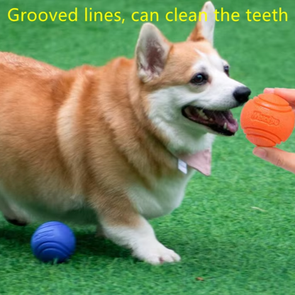 Durable rubber bouncing dog chew ball for fetch and chewing