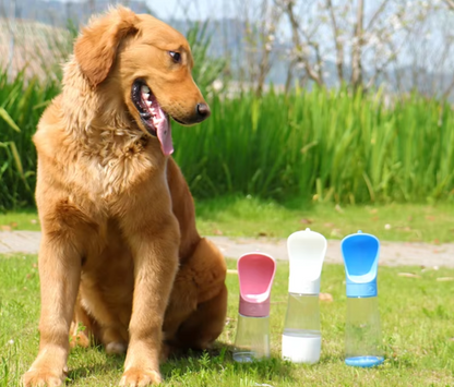 2 in 1 portable dog water bottle and food dispenser for outdoor activities