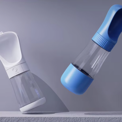 2 in 1 portable dog water bottle and food dispenser for outdoor activities
