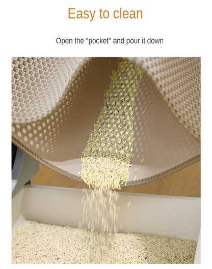 Double-layer waterproof cat litter mat with non-slip EVA design, traps litter and protects floors from dirt and moisture.