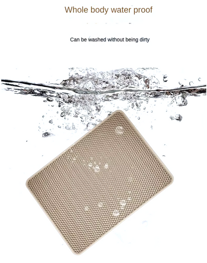 Double-layer waterproof cat litter mat with non-slip EVA design, traps litter and protects floors from dirt and moisture.