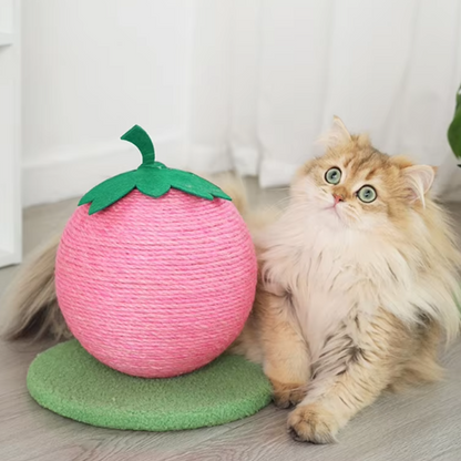 Fruit-shaped cat scratching ball toy with sisal climbing frame