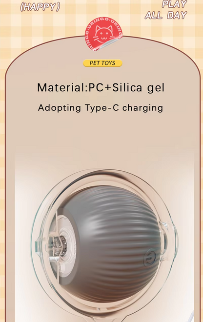 Rechargeable interactive cat toy ball with motion-activated play and smart rolling modes for indoor cats