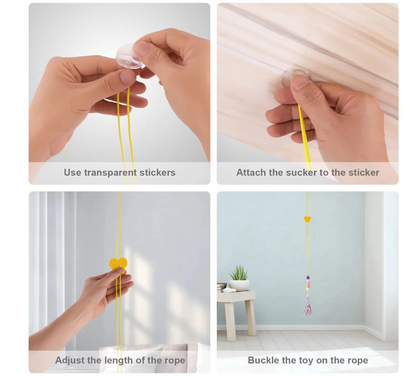 Interactive cat toy with automatic telescopic teaser and bell for indoor play