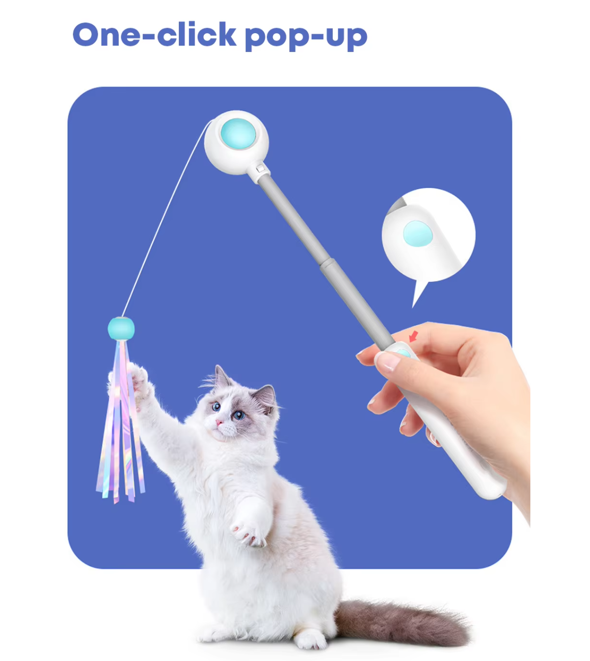 Interactive gravitational cat teaser with laser wand for engaging and safe play, designed for stimulating activity in cats.