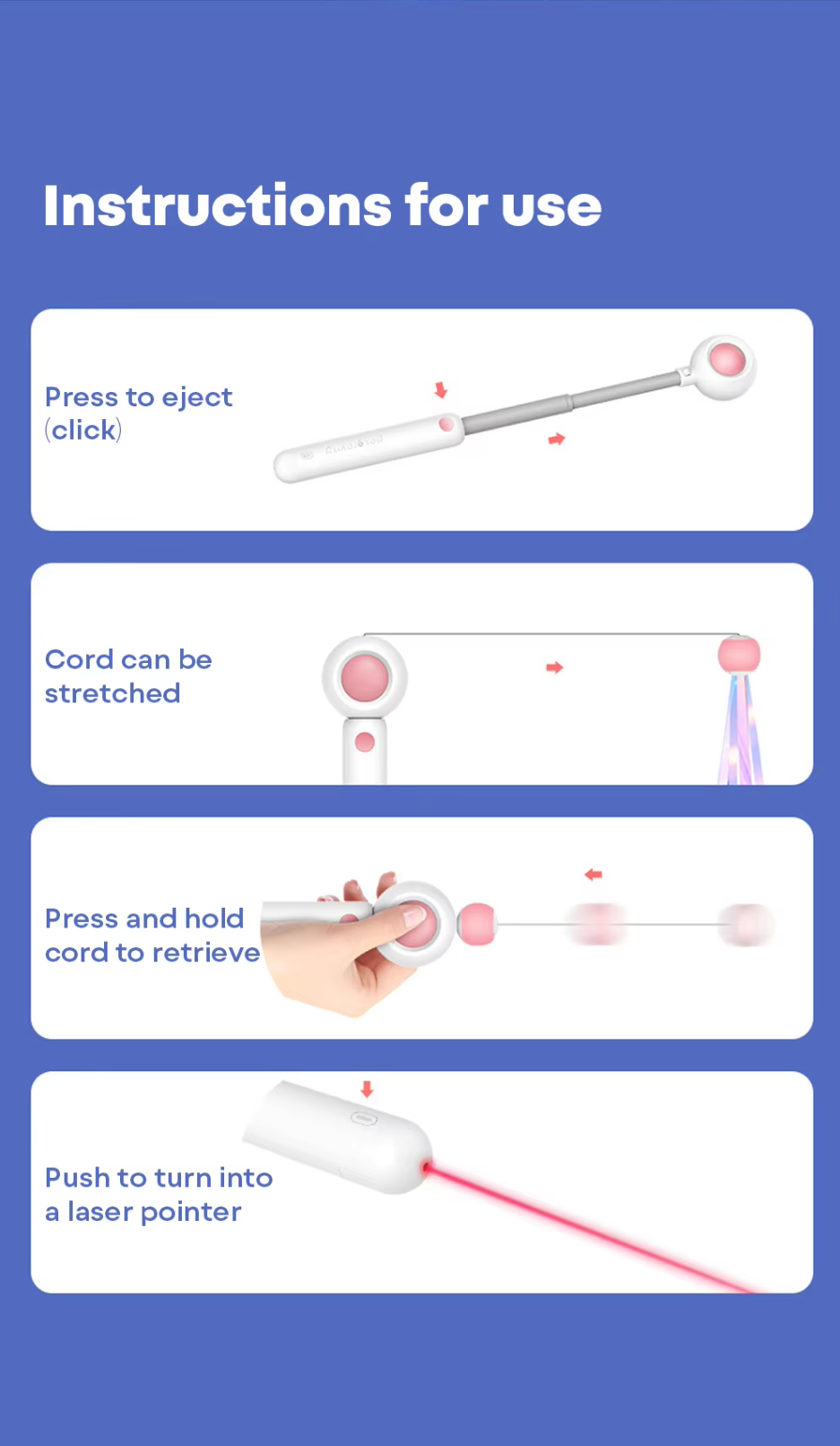 Interactive gravitational cat teaser with laser wand for engaging and safe play, designed for stimulating activity in cats.