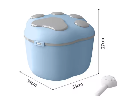 Moisture-proof and fresh-keeping pet food storage bucket, available in large and small sizes for cat and dog food, with multiple color options.